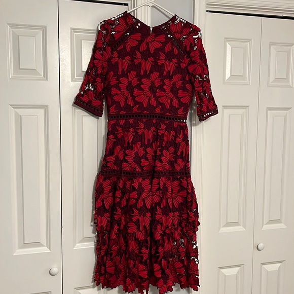 Red Poinsettia Midi Dress - Picture 1 of 4
